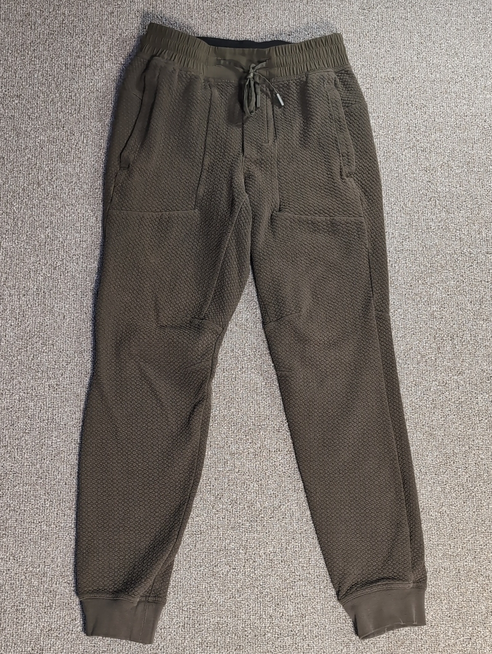 Lululemon Textured Double-Knit Cotton 'At Ease' Jogger Size XS in Olive Green